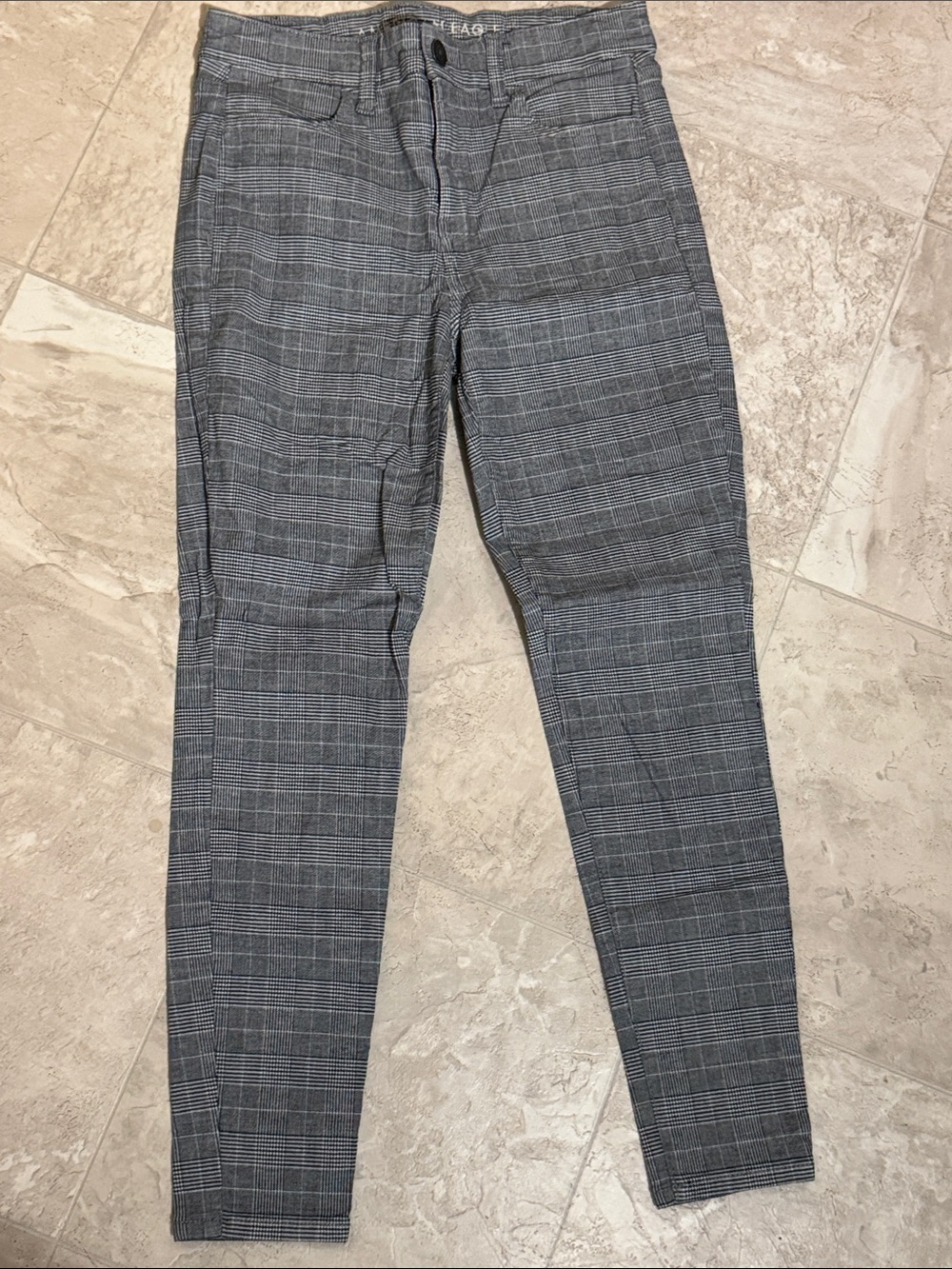 American Eagle Outfitters Gray Plaid Hi-Rise Jeggings